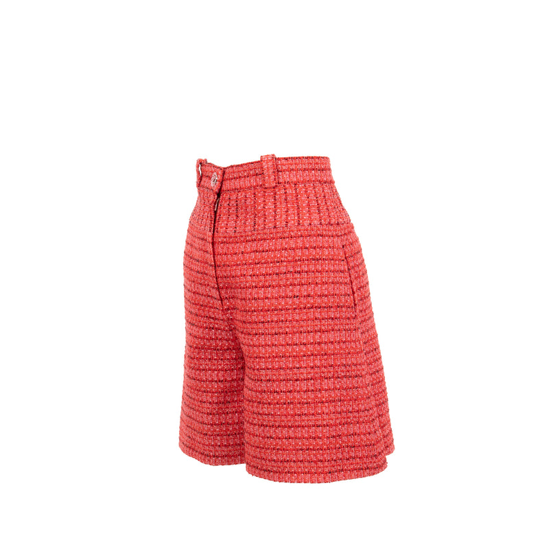 Chanel Size 34 20P Shorts Tweed Red/Ecru/Black