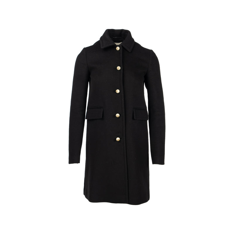 Gucci Size 38 GG Pearl Button Coat Wool Black