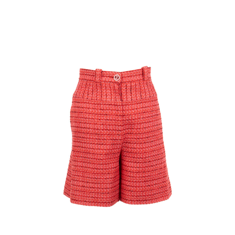 Chanel Size 34 20P Shorts Tweed Red/Ecru/Black