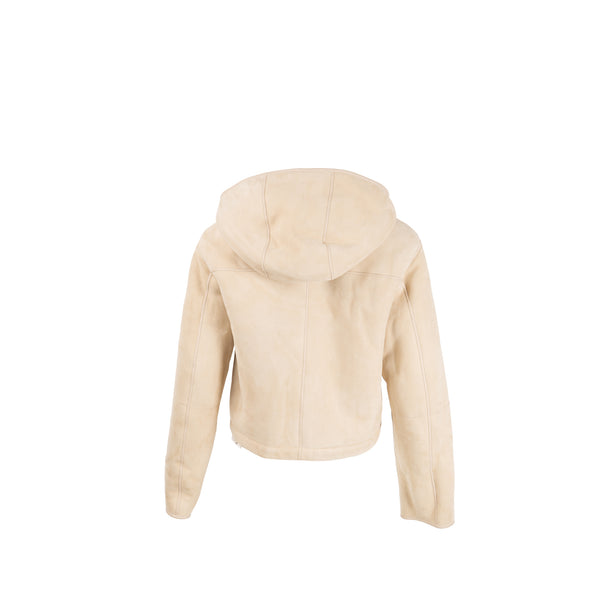 Hermes Size 38 Bomber Jacket Dyed Lambskin Blanc/Coquille SHW