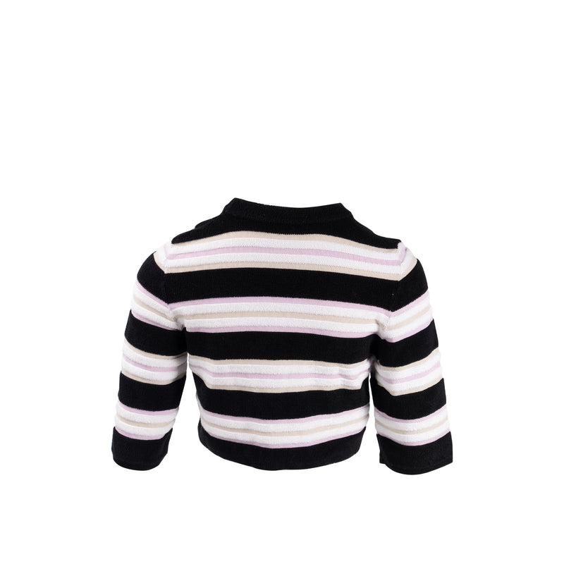 Fendi Size 38 Striped Cropped Top Viscose/Cotton Multicolour