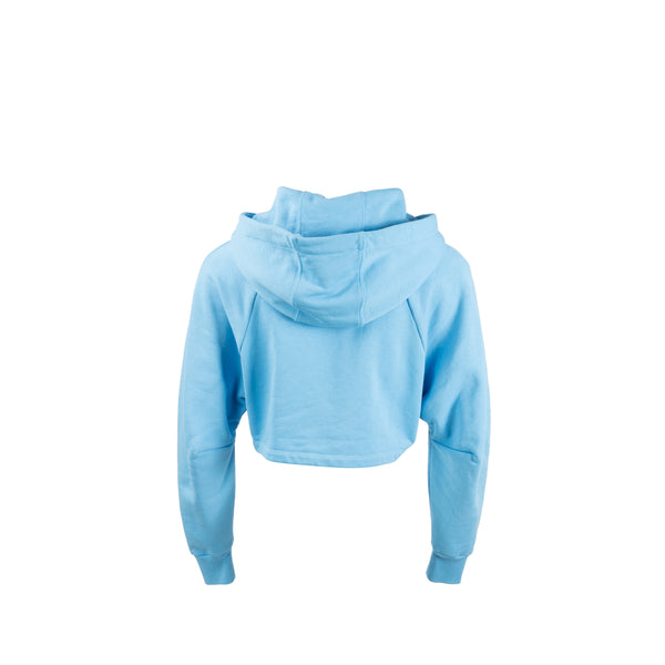 Loewe Size XS Cropped Hoodie Cotton/Calfskin Blue SHW