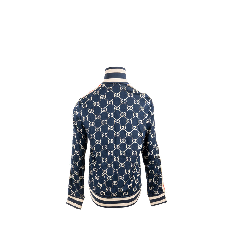 Gucci Size L GG Jacquard Striped Jacket Cotton Multicolour