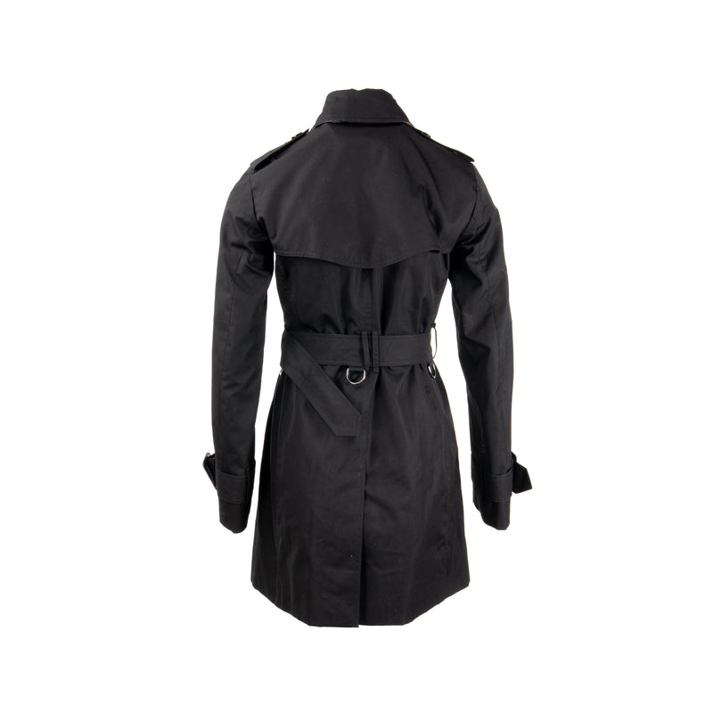 Burberry Size 34 Mid-length Kensington Heritage Trench Coat Ployester/Cotton Black