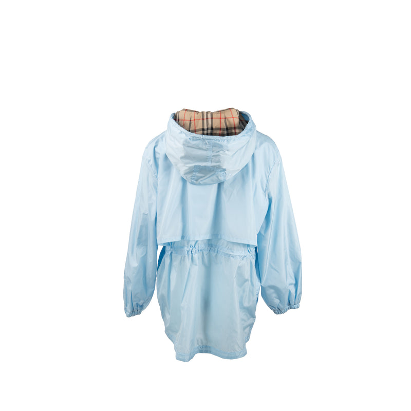 Burberry Size UK 10 Nylon Hooded Jacket Light Blue