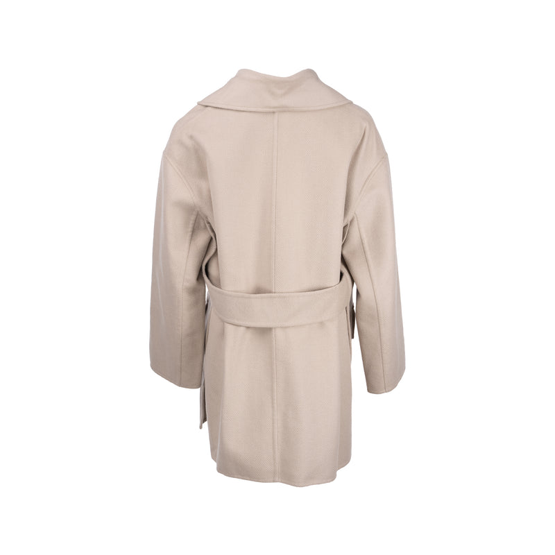 Hermes Sizer 38 Caban Fermoir Oeillet Double Face Coat Cashmere Beige Argile