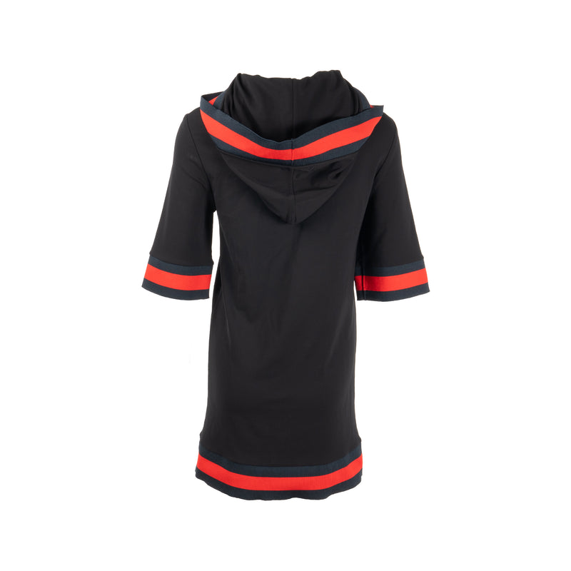 Gucci Size S Hooded Dress Rayon/Elastane Blue/Red