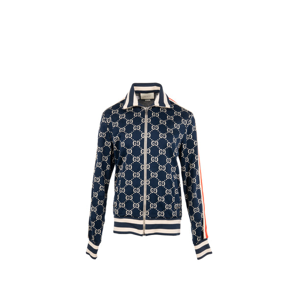 Gucci Size M GG Jacquard Striped Jacket Cotton Multicoloured