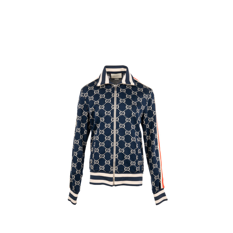 Gucci Size M GG Jacquard Striped Jacket Cotton Multicoloured