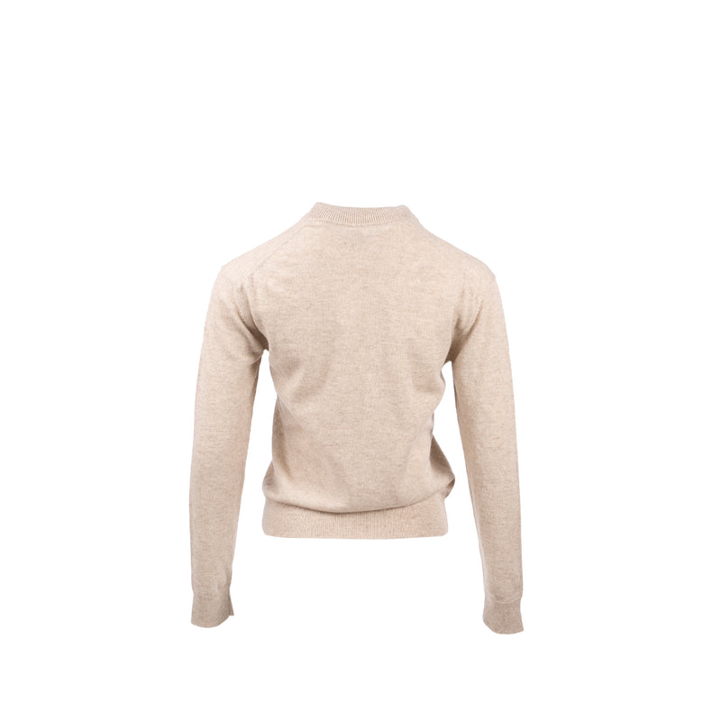 Hermes Size 36 “H Lift” Long Sleeve Sweater Cashmere Beige Glasie