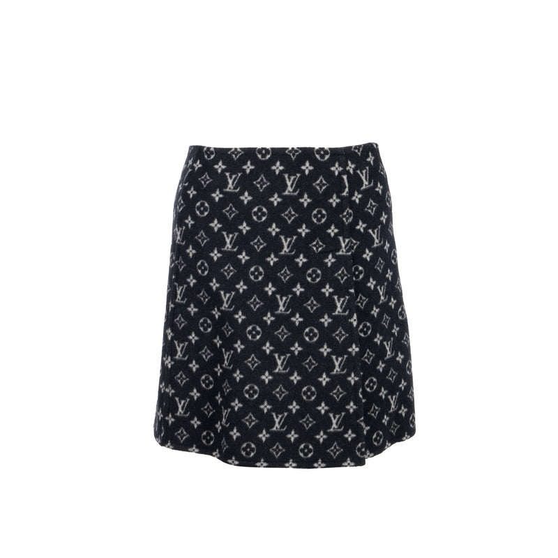 Louis Vuitton size 34 Mini Skirt wool monogram print black