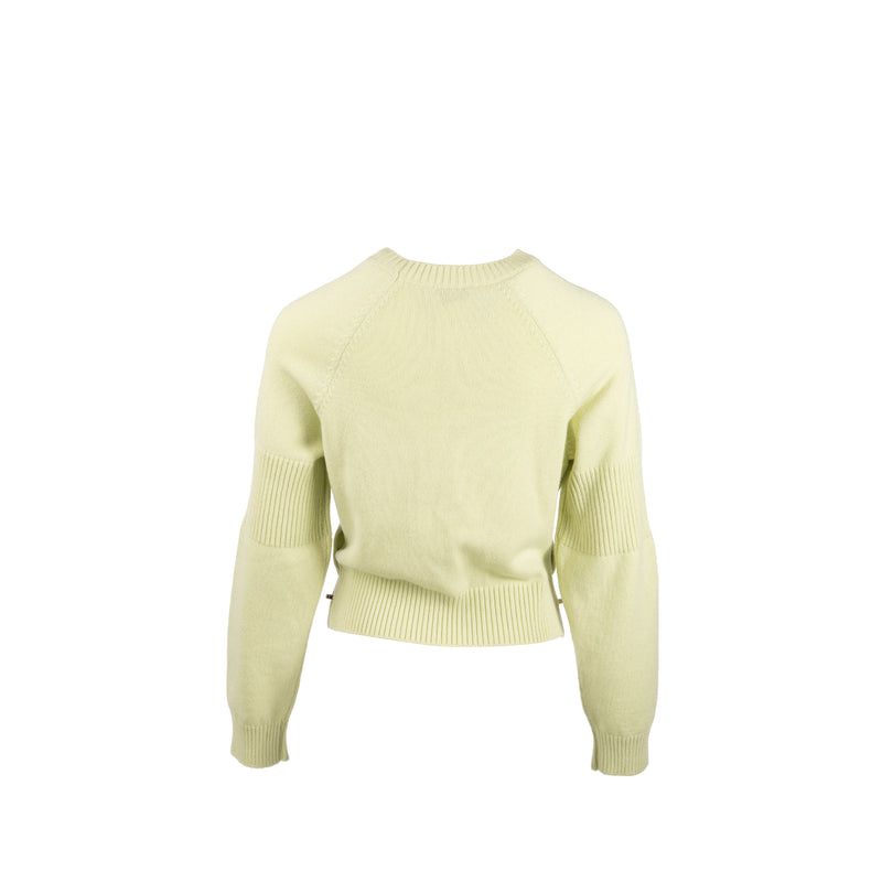 Chanel 24b Size 38 Turnlock Pull Over Cashmere Light Green SHW
