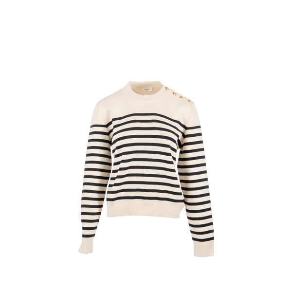 Celine Size L Crew Neck Mariniere Sweater Cotton Multicoloured