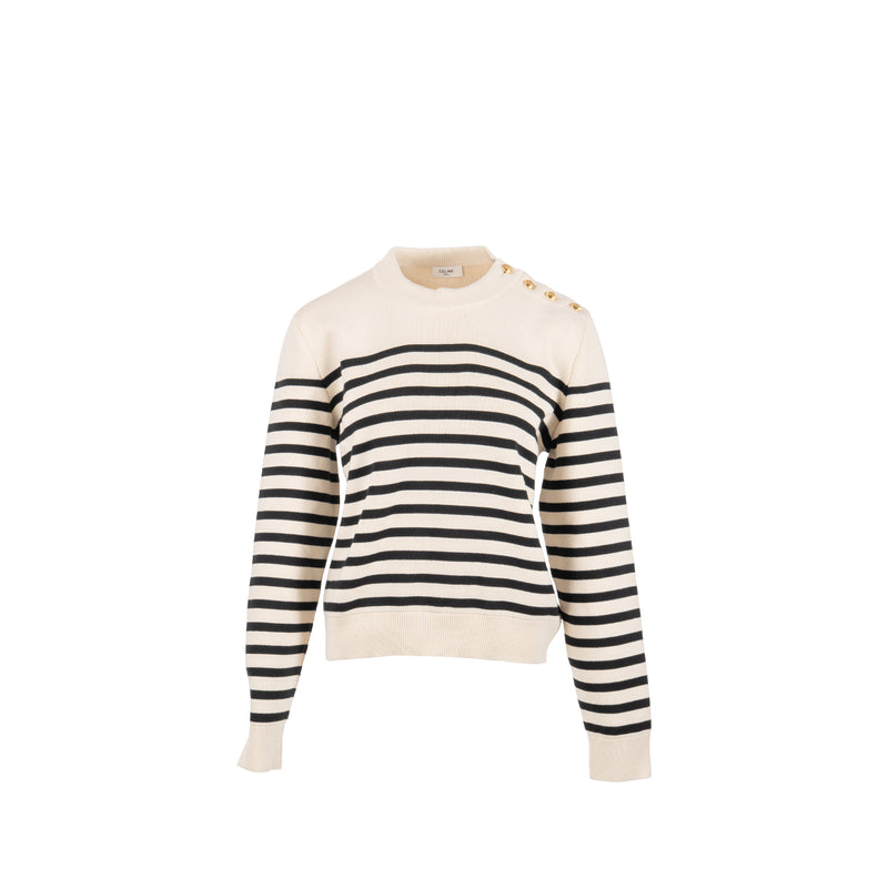 Celine Size L Crew Neck Mariniere Sweater Cotton Multicoloured