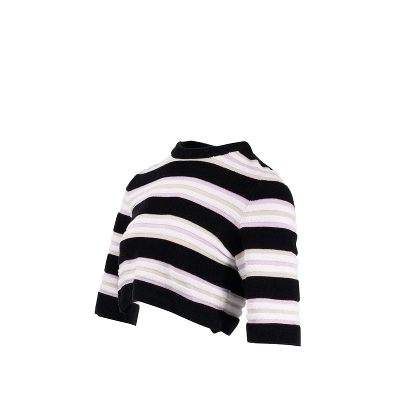 Fendi Size 38 Striped Cropped Top Viscose/Cotton Multicolour