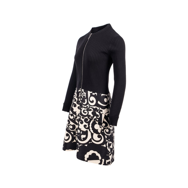 Louis Vuitton Size M Rib knit Dress Polyamide /Silk/ Wool Black/White