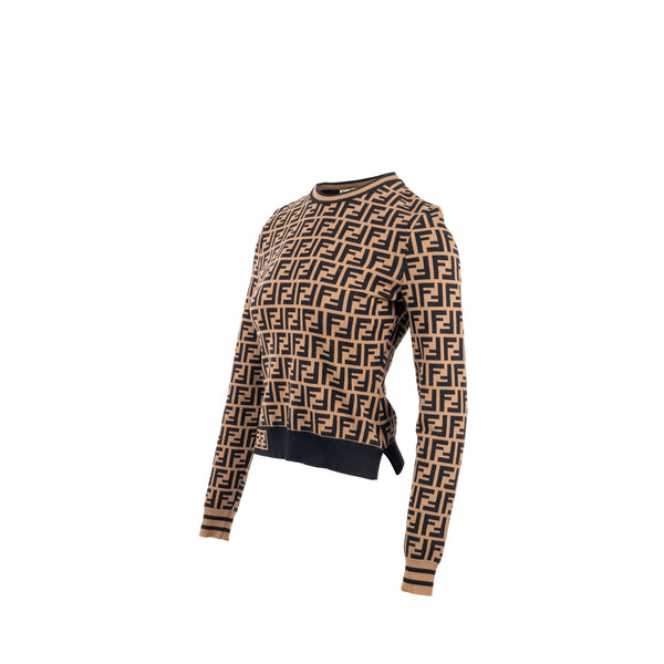 Fendi Size 36 FF Sweater Viscose/Polyester Brown/Black