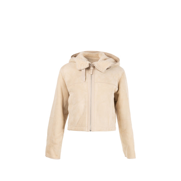 Hermes Size 38 Bomber Jacket Dyed Lambskin Blanc/Coquille SHW