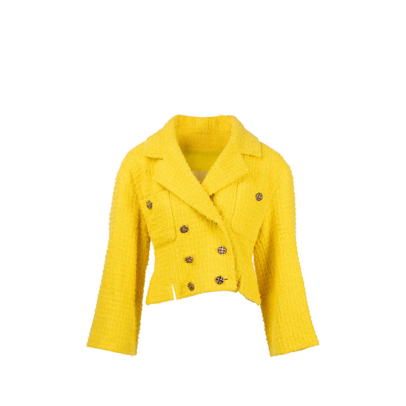 Chanel Size 40 22S Tweed Jacket Yellow