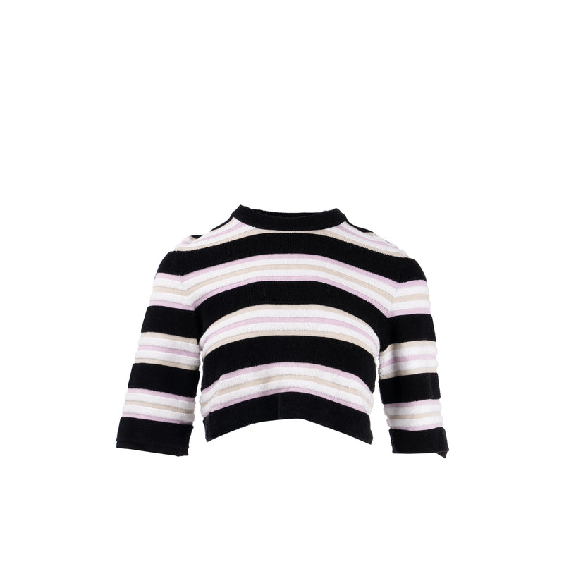 Fendi Size 38 Striped Cropped Top Viscose/Cotton Multicolour