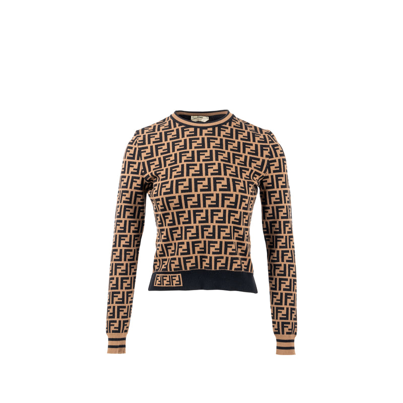 Fendi Size 36 FF Sweater Viscose/Polyester Brown/Black