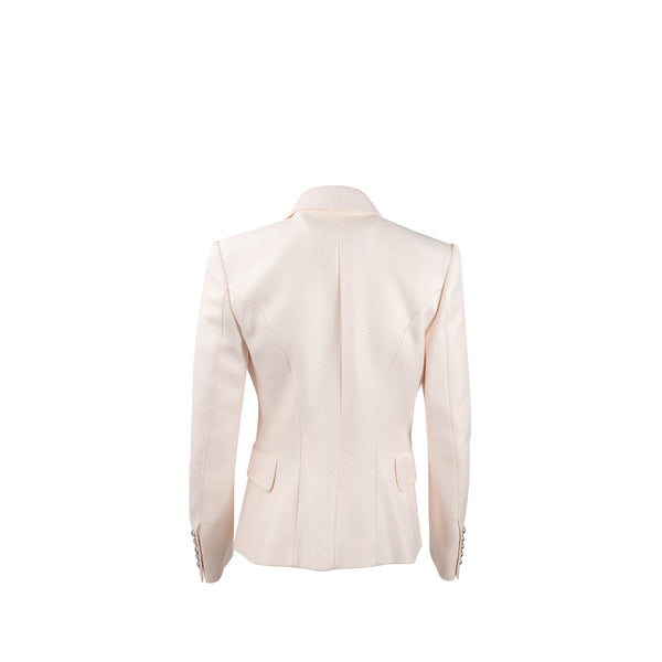 Balmain Size 38 Classic Jacket/Blazer Silver Button Viscose Pale Pink