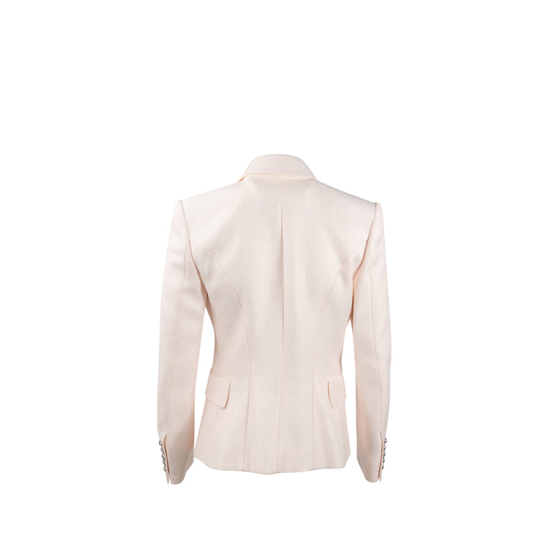 Balmain Size 38 Classic Jacket/Blazer Silver Button Viscose Pale Pink