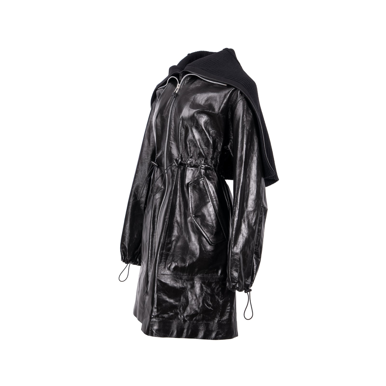 h*e様 archive Bottega Veneta Pcoat napore BOTTEGA VENETA Size XS Pre Fall 2020 Hooded Shell-trimmed Coat Shiny L