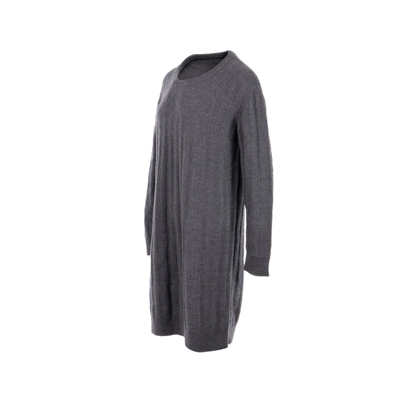 Hermes Size 38 Long Sleeve Knit Dress Virgin Wool Grey Hermes Size 38 Long Sleeve Knit Dress Virgin Wool Grey