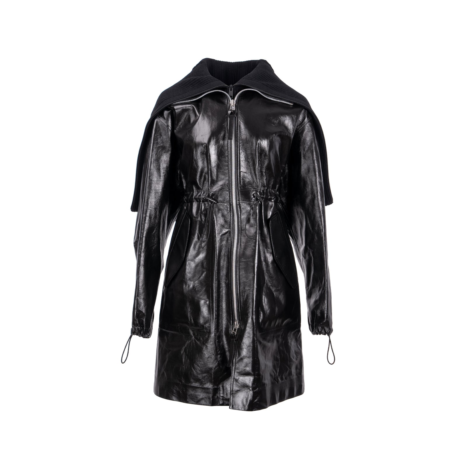 BOTTEGA VENETA Size XS Pre Fall 2020 Hooded Shell-trimmed Coat Shiny L