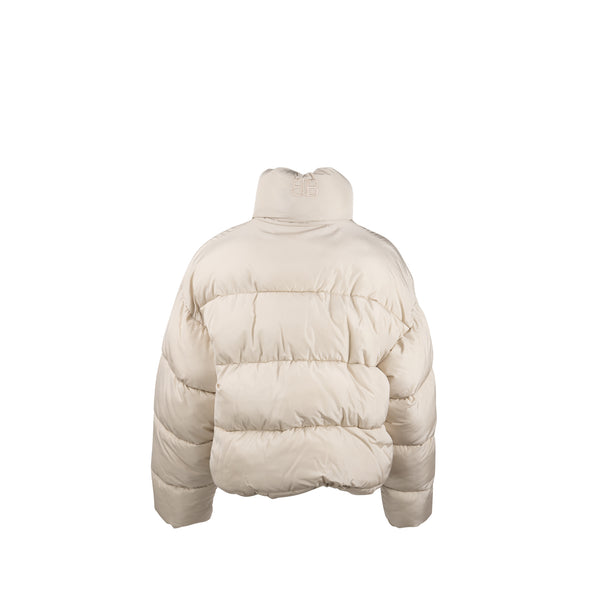 Balenciaga Size 36 Puffer Jacket Polyester/Viscose White with Black Hardware