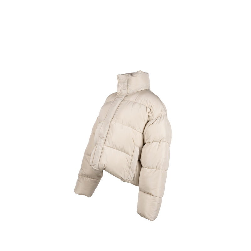 Balenciaga Size 36 Puffer Jacket Polyester/Viscose White with Black Hardware