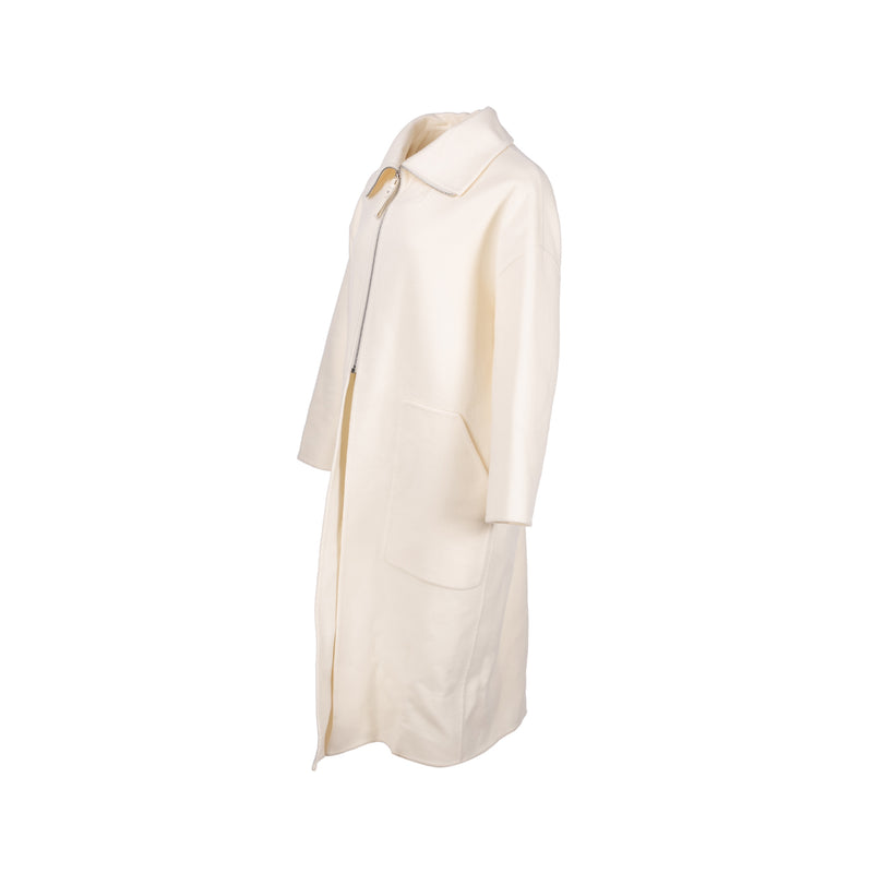 Hermes Size 32 Cashmere Coat White