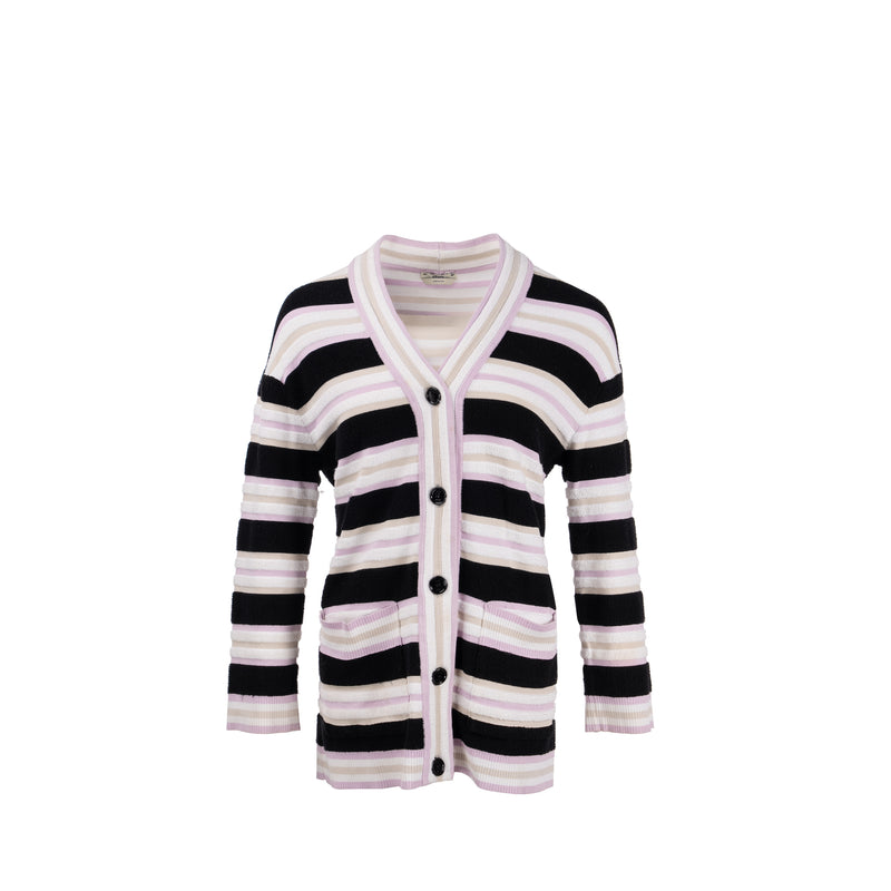 Fendi Size 38 Striped Cardigan Viscose/Cotton Multicolour