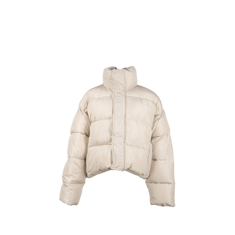 Balenciaga Size 36 Puffer Jacket Polyester/Viscose White with Black Hardware