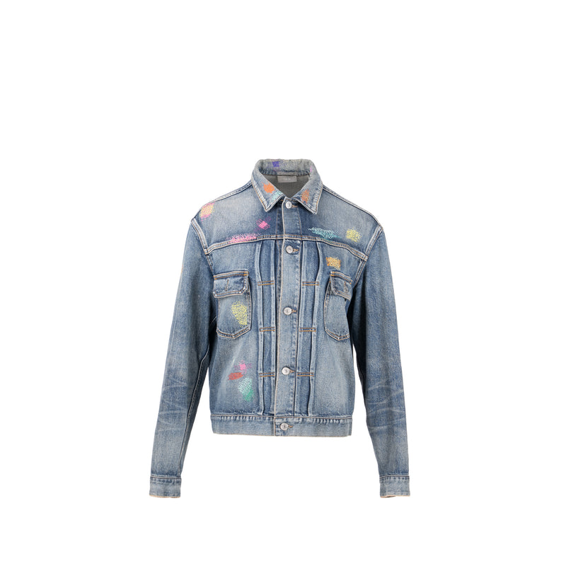 DIOR HOMME Size 50 Boro Denim Jacket Cotton Blue