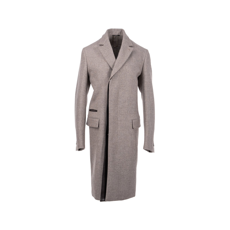 Hermes size 44 Emile Flash Cuir Coat wool / cashmere light grey