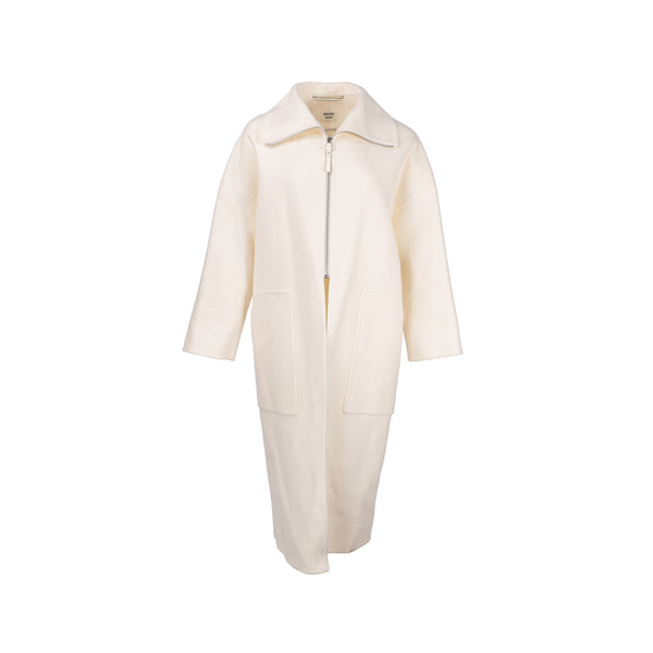 Hermes Size 32 Cashmere Coat White