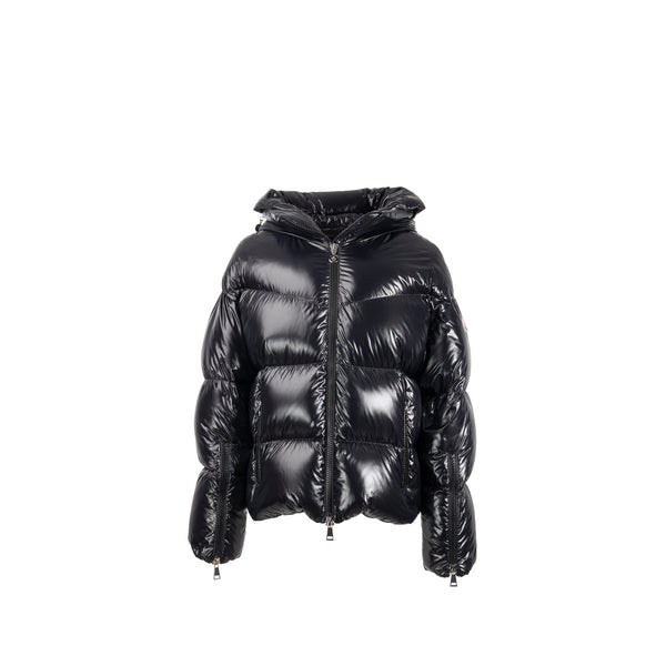 Moncler Size 2 Hulpe Shell-Down Puffer Jacket Black