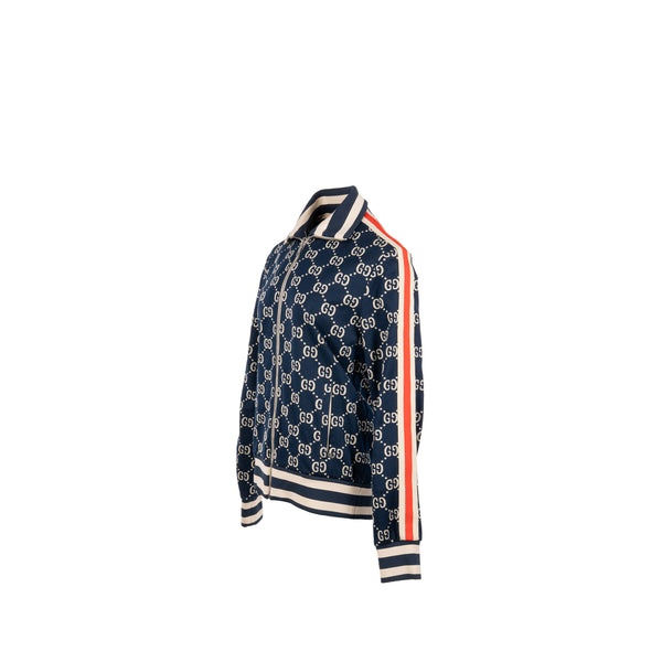 Gucci Size M GG Jacquard Striped Jacket Cotton Multicoloured