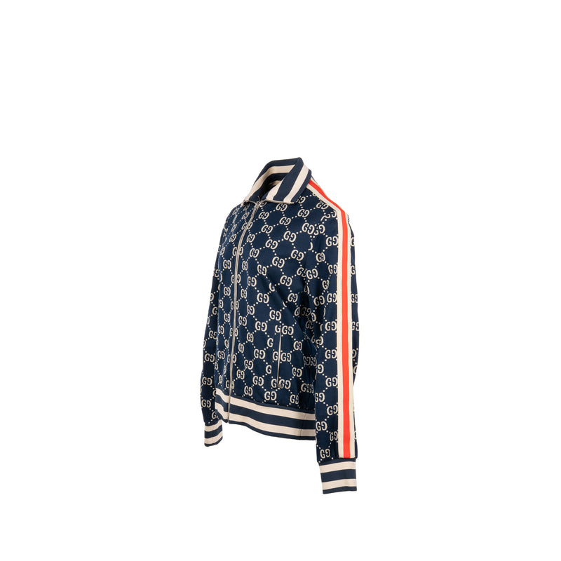 Gucci Size M GG Jacquard Striped Jacket Cotton Multicoloured