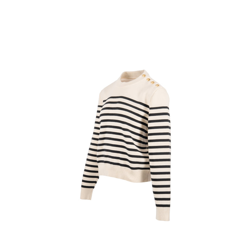 Celine Size L Crew Neck Mariniere Sweater Cotton Multicoloured