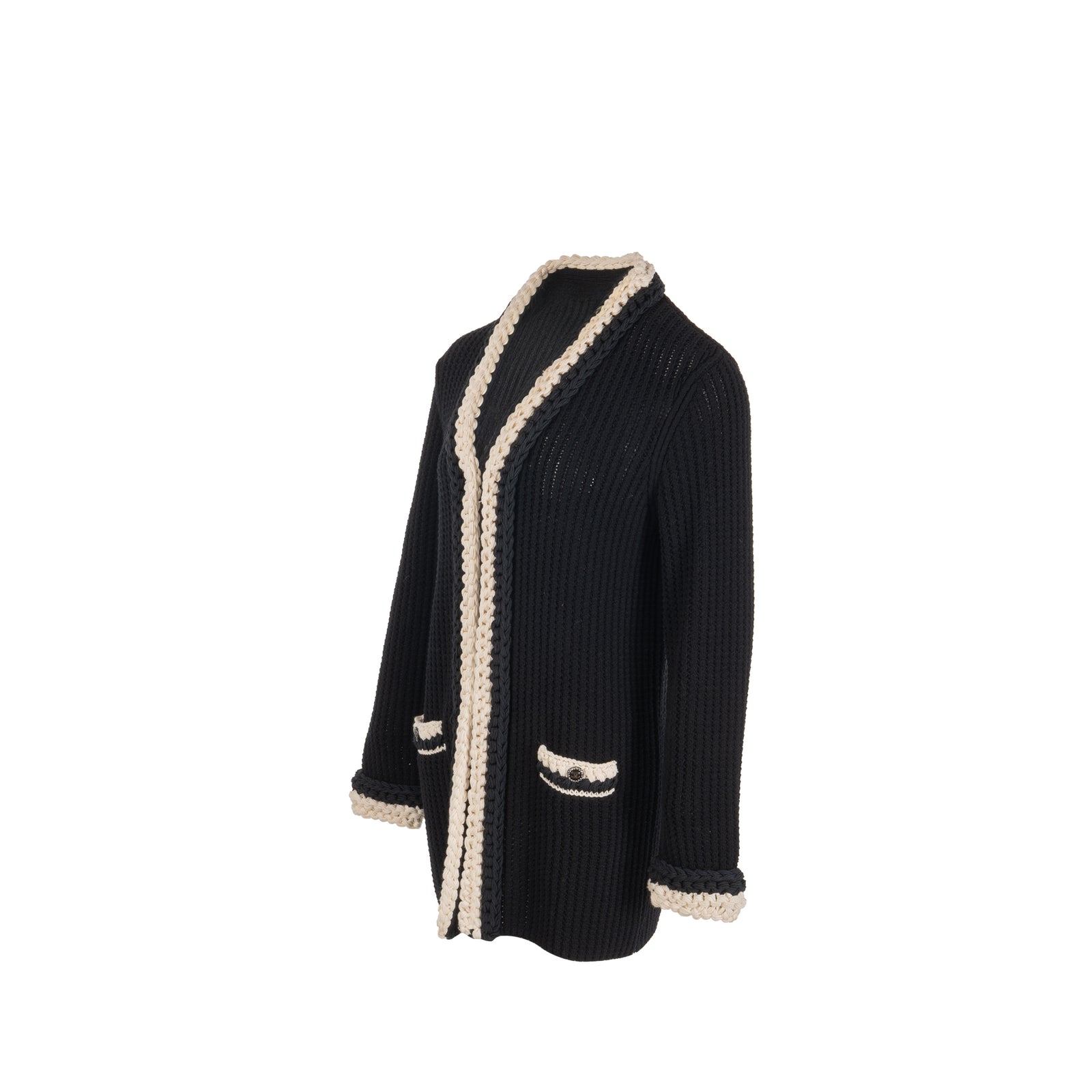 Chanel size 34 22C cardigan Cotton/Polyamide black / ecru