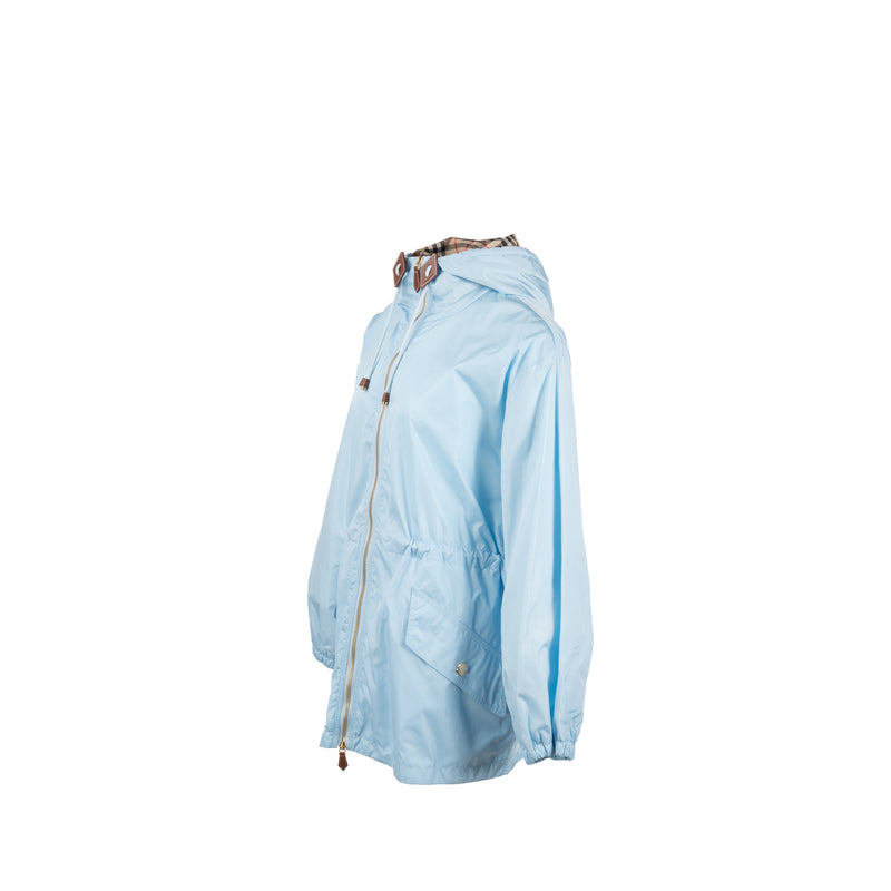 Burberry Size UK 10 Nylon Hooded Jacket Light Blue