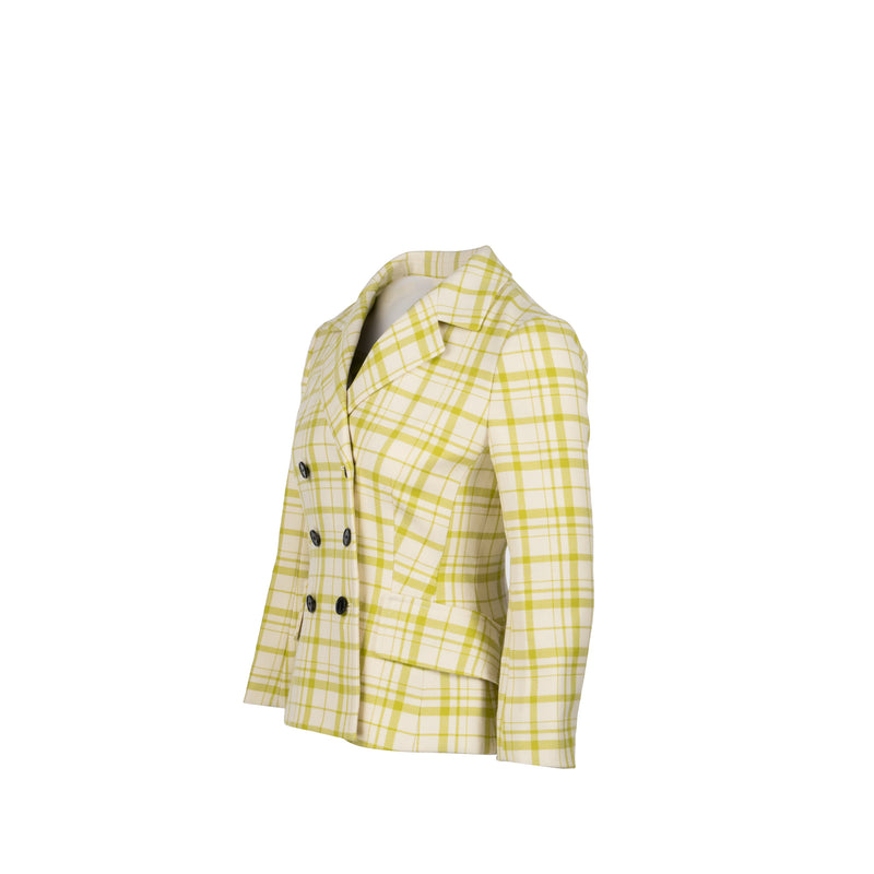 Dior Size 34 Pop Check Blazer Virgin Wool Light Green/White