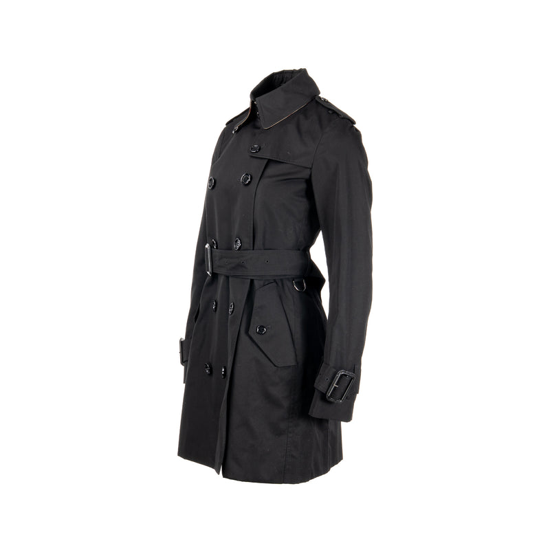 Burberry Size 34 Mid-length Kensington Heritage Trench Coat Ployester/Cotton Black