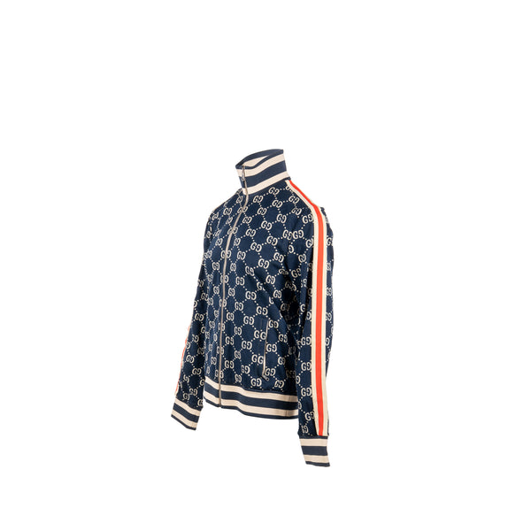 Gucci Size L GG Jacquard Striped Jacket Cotton Multicolour