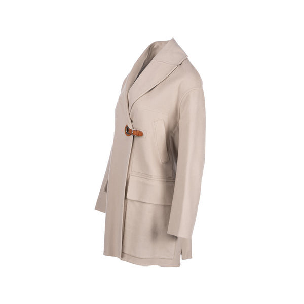 Hermes Sizer 38 Caban Fermoir Oeillet Double Face Coat Cashmere Beige Argile