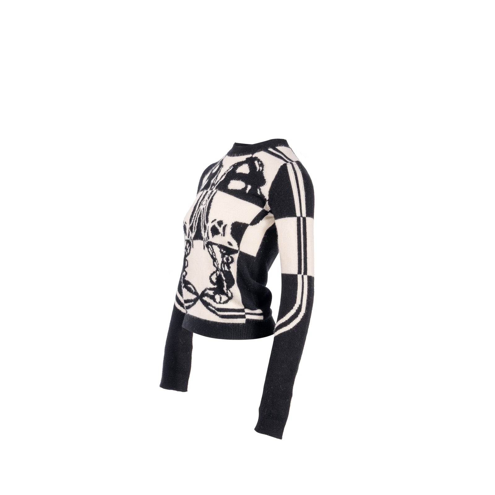 ひ*り様 HERMES ブラック ホワイト スヌード　アンゴラ Hermes Size 34 “Brides de Gala”Long-sleeve Sweater Cashmere Black/Whit