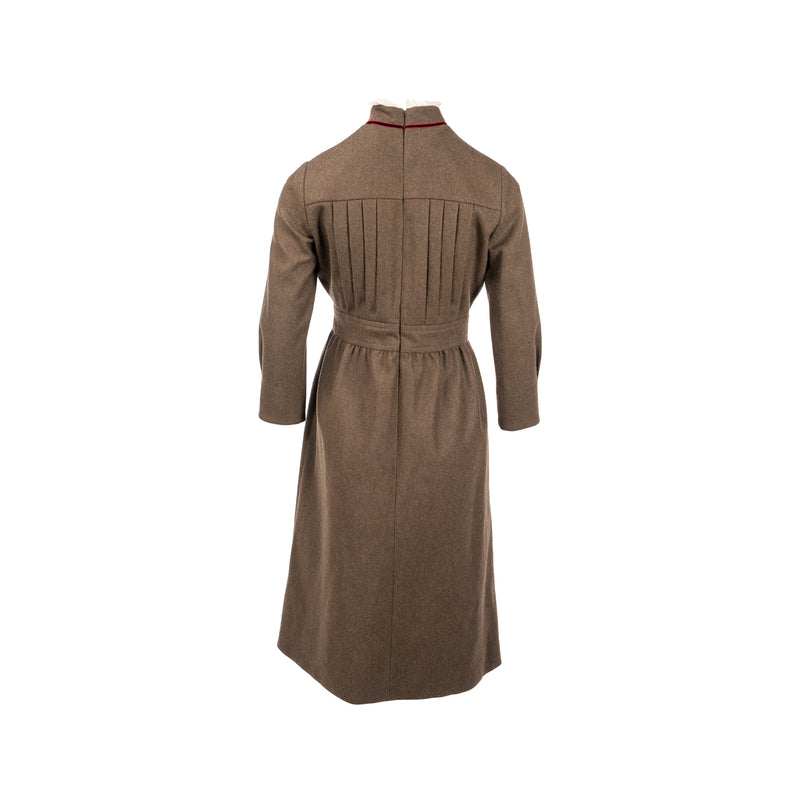 Gucci Size 38 Lace Collar Dress Wool Brown Gucci Size 38 Lace Collar Dress Wool Brown